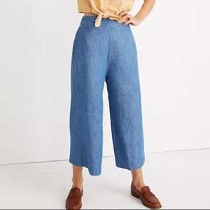 Madewell Chambray Huston Pull On Crop Pants